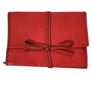 Stella & Dot Jewelry Case Travel Pouch Red Bow Bring Your Bling Folio